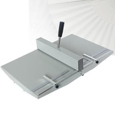 Imagem de LMJYU Máquina de vincar papel manual, máquina dobrável de papel, marcador de cartão de papel de metal resistente, alça de rebote e molde inferior em linha, para convites de menus de pontuação de