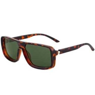 Imagem de Óculos de sol quadrados de luxo para mulheres, tendência clássica, óculos de sol masculinos para dirigir e viajar, UV400 (verde leopardo)