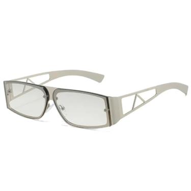 Imagem de Óculos de sol quadrados ocos de metal, femininos e masculinos, vintage, luxuosos, para dirigir, viagens, tendência, UV400 (prateado)