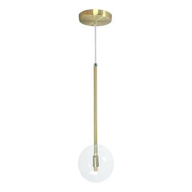 Imagem de Pendente Lustre Luminária Lux Globo Cristal Vidro Dourado + Led - Ilum