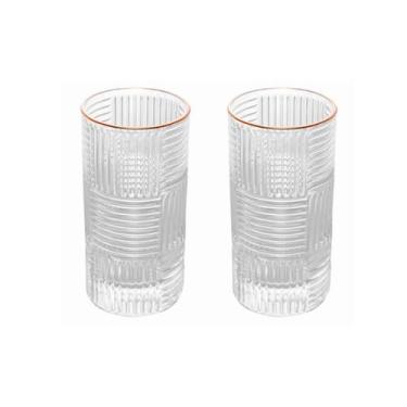 Imagem de Conjunto 2 Copos Altos Vidro Borda Dourada Chess 400ml Wolff