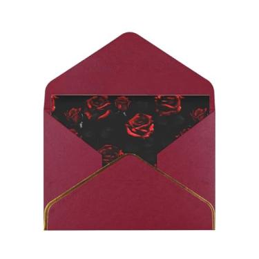 Imagem de SKKNT Cartões de felicitações com impressão de rosas vermelhas e pretas para todas as ocasiões, convites de festa de aniversário de casamento, 12,7 x 15,2 cm