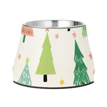 Imagem de Burbuja Tigela de árvore de Natal para cães de aço inoxidável para comida e água, antiderrapante para cães médios e gatos, 590 ml