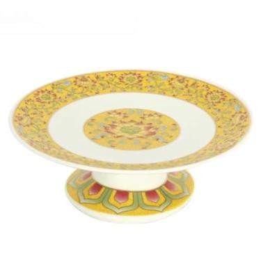 Imagem de FENNYYAR Prato de oferta de cerâmica, prato de frutas de lótus, santuário budista, 20,5 cm 20,6 cm, ornamento consagrado ao Deus da Riqueza