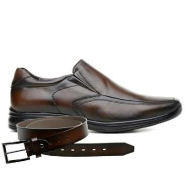 Imagem de Sapato Jota Pe 3d Vision Couro Marrom + Cinto De Couro 71455-Masculino