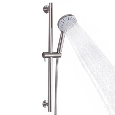 Imagem de HAMOLER Barra Deslizante De Chuveiro De Parede Com Chuveiro De Mão Barra Deslizante De Chuveiro Cabeça De Chuveiro De Mão Com Mangueira De Chuveiro De 59 Polegadas, Níquel Escovado