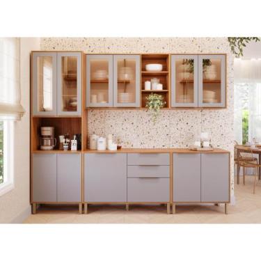 Imagem de Cozinha Brilhante MGM com Paneleiro, Armário e Aéreo com Vidro Reflect