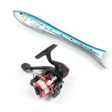 Imagem de Vara de Pesca Bolso em Forma Peixe Telescópica Carbono Combo Molinete Leve Compacta Portátil