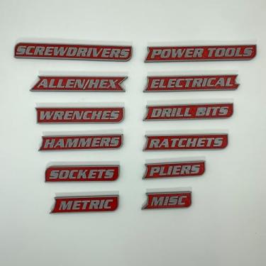 Imagem de Joybloks Pacote com 12 etiquetas magnéticas para caixa de ferramentas – Etiquetas de caixa de ferramentas impressas em 3D, etiquetas reutilizáveis gerais para caixas de ferramentas de aço, carrinhos