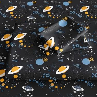 Imagem de MWMWMW Jogo de lençol completo infantil – 4 peças de lençol do universo espacial para meninos/meninas/adolescentes/crianças, com bolsos profundos, respiráveis, sem rugas, aconchegantes e macios com
