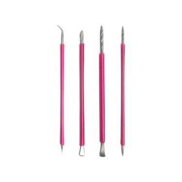Imagem de Kit 4 Instrumentos Podologia Manicure Unha inox Espátula Mista Manicure Cutelaria Desencravador