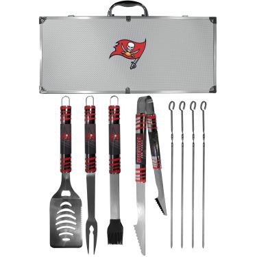 Imagem de NFL Siskiyou Sports Fan Shop Tampa Bay Buccaneers Steel Tailgater conjunto de churrasco com estojo 8 peças cinza