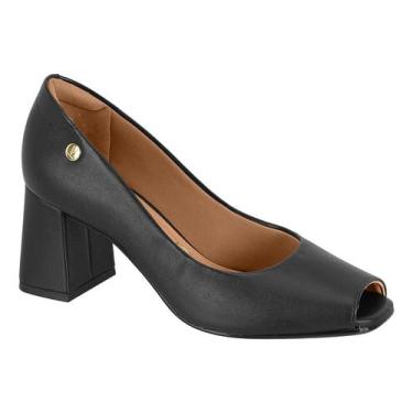Imagem de Sapato Peep Toe Salto Medio Grosso Feminino Casual Vizzano 1446.101 - Preto - 38
