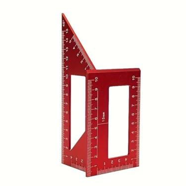 Imagem de Régua de combinação multifuncional em forma de T de liga de alumínio vermelha quadrada de 90 graus, réguas de rabisco, régua de carpinteiro guia de escrita de 45 graus
