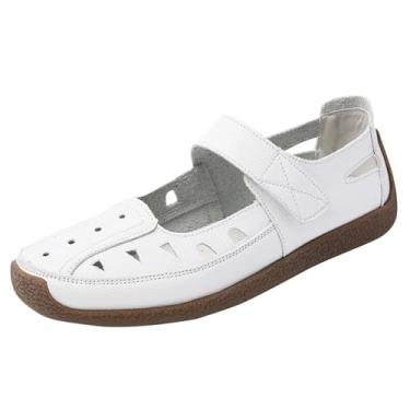 Imagem de Mocassins femininos fashion casual versátil salto plano sola macia confortável primavera e verão moda casual mocassins, Branco, 35