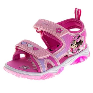 Imagem de Sandália infantil Disney com estampa de princesa Ariel Moana Stitch Minnie Mouse Frozen com luzes LED para uso ao ar livre, para meninas, tamanho infantil, criança pequena/criança grande, Rosa claro