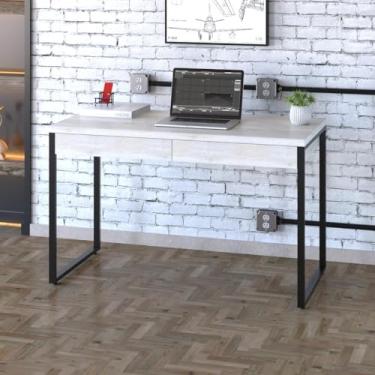 Imagem de Mesa Kuadra Office 120x60x75cm C/02 Gavetas Snow/Est.preta