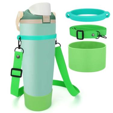 Imagem de Mity rain Suporte de garrafa de água com alça para Owala Freesip 24 30 32 acessórios de 1,134 g, bolsa tiracolo com bota de garrafa de água para homens mulheres caminhadas, acampamento, viagem (verde)