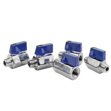 Imagem de 1/8 1/4 3/8 1/2 3/4 1 polegada mini válvula de esfera sanitária fêmea para macho SS304 aço inoxidável alça azul cerveja homebrew DN8 DN15 1 peça (1/5.1 cm, BSP_MACHO PARA FÊMEA)