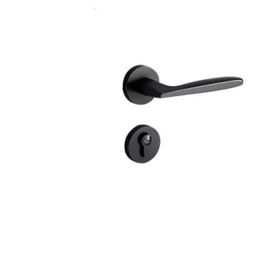 Imagem de VTGVVVTR Fechadura de porta preta para quarto de quarto, maçaneta de liga de zinco, fechadura de porta de madeira, fechadura magnética silenciosa (preto para 7255 magnético)