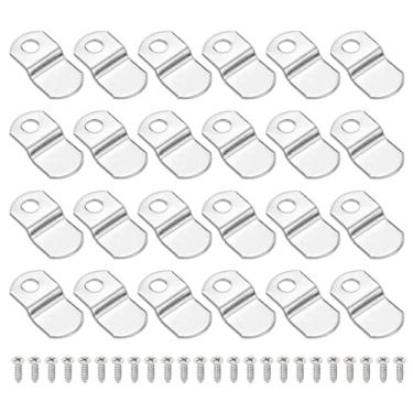 Imagem de PATIKIL Clipes de tela deslocados de 1/20.3 cm, 32 peças de clipes de espelho de moldura de metal em forma de Z, ferramentas de montagem com orifício de montagem para pintura de fotos, inclui 64