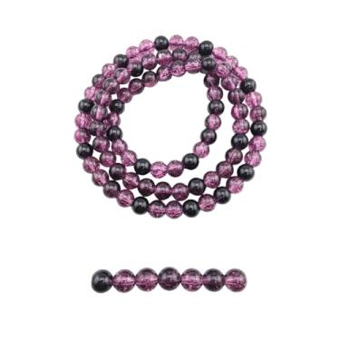 Imagem de DandS ltd Contas de vidro Crackle Lampwork para fabricação de joias, rosa e preto, pulseiras vibrantes, colares, suprimentos de miçangas e kits de artesanato para joias artesanais, 80 peças de 10 mm