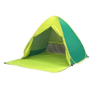 Imagem de Barraca de Praia Automática Pop Up UV50+ 200x165x130cm Tenda Portátil com Proteção Solar para Camping e Praia (Verde com cortina de porta)