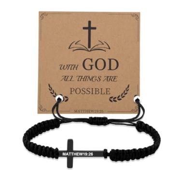 Imagem de YangQian Pulseira de Deus da Oração do Senhor para homens e mulheres, presente católico religioso cristão para ele, presente de batismo de comunhão, Small, Zinco, Sem Pedra Preciosa