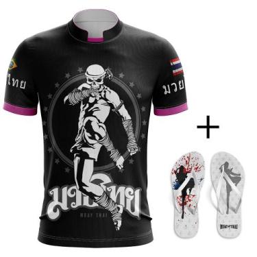 Imagem de Kit Combo Camisa Muay Thai Caveira Elite + Chinelo D Lutador - 3F Spor