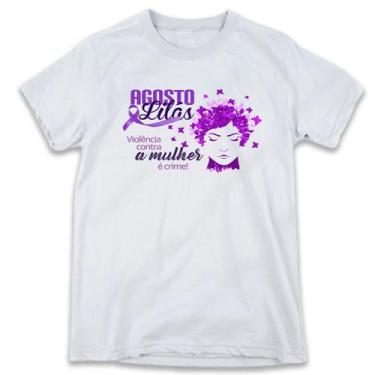 Imagem de 1 Camiseta Agosto Lilás Violência Contra Mulher É Crime Denu - W3artes