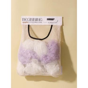 Imagem de 1 bolsa organizadora de malha expansível montada na parede com gancho, design de malha respirável, armazenamento que economiza espaço para banheiro, armário, lavanderia, creme