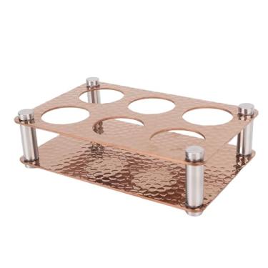 Imagem de Jiawu Rack de Exibição de óculos de Bar Com 6 Furos, Suporte de Copo de Vidro Durável, Bandeja para Cozinha, Festa, Bar, Rack de Copo de Vidro para e Clube (Ouro rosa 2x3 = 6 furos (abertura de 3,8