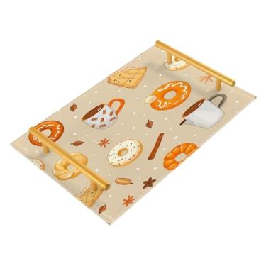 Imagem de xigua Bandeja de banheiro de abóboras de outono com alças bandeja de servir antiderrapante para mesa de centro, organizador de bancada de cabeceira bandeja de decoração de acrílico para decoração de