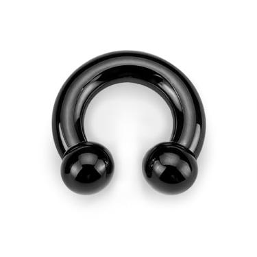 Imagem de BodyBonita Anéis de septo de titânio G23 8G - Ferradura Circular Barbell piercing de nariz joia ASTM F136 brincos de titânio para mulheres homens preto 10 mm