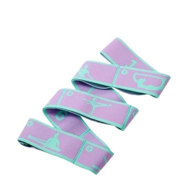 Imagem de Faixas elásticas de resistência à ioga com várias seções para adultos, treinamento de dança, academia, casa, pilates, exercício, alça de puxar, cinto esportivo (roxo)