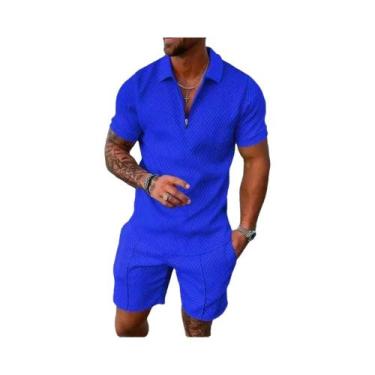 Imagem de Conjunto De Camiseta E Shorts Masculinos Pretos, T-Shirt Esportiva De 