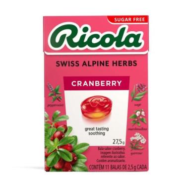 Imagem de Bala Importada Cranberry sem Açúcar Ricola 28g