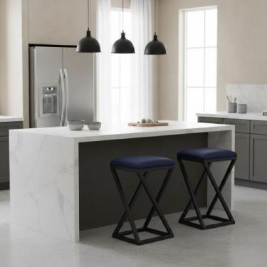 Imagem de Kit 2 Banqueta Baixa Cozinha 50 cm Balcão Bar Gourmet material sintéti