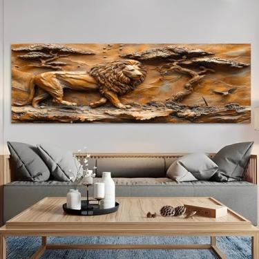 Imagem de Arte de parede em tela rústica vintage Majestic Lion - Pôster sem moldura de 30 x 91 cm - Ideia de presente para decoração de casa e escritório para sala de estar, quarto, cozinha e café