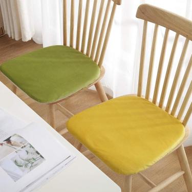 Imagem de Almofada De Assento De Cadeira De Veludo Quadrada Arredondada Almofada De Cadeira De Jantar Lavável Em Alimentos Almofada De Cadeira De Jantar Almofada De, The Wine is Red, 40x42cm(16x17inch)