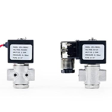 Imagem de 1/4 quot; Corpo de aço inoxidável normalmente aberto válvula solenoide de 2 vias DN8 AC220V DC12V DC24V AC110V para água/ar/óleo/gás 1 peça (cor: Tipo 2, tamanho: AC220V)