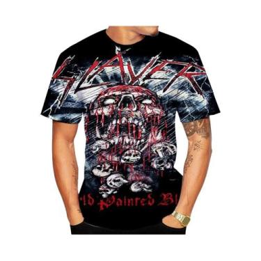 Imagem de Camiseta Casual Confortável De Manga Curta Com Listras Metálicas Impre