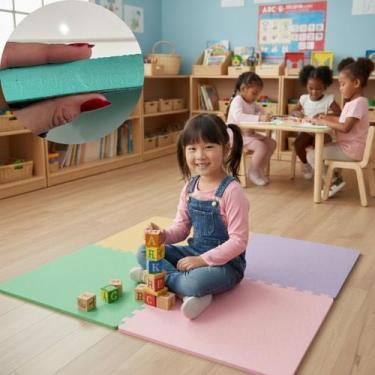 Imagem de KIT 12 Placas Tapete Tatame EVA 50x50cm 20mm 24 Bordas Emborrachado Ex