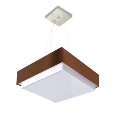 Imagem de Lustre Para Sala De Jantar Vivare Md-4404 Cúpula Em Tecido 50x50cm Café 127/220v