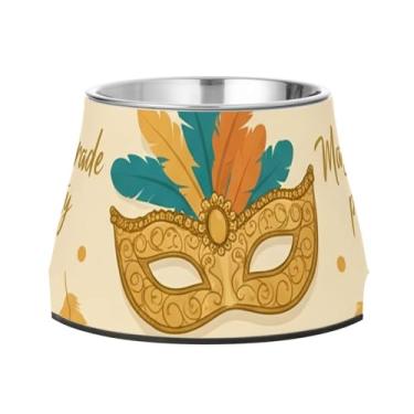 Imagem de CEBUGI Tigelas de aço inoxidável para cães e gatos, resistentes à ferrugem, removíveis, para cães e gatos, tigela elevada antiderrapante para alimentação de cães e gatos, máscaras de carnaval