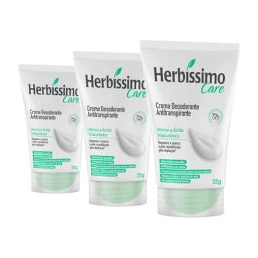 Imagem de Kit 3 Unid - Desodorante Cremoso Herbíssimo Care Monoi e Ácido Hialurônico Bisnaga 55g