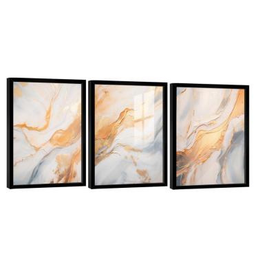 Imagem de Conjunto De Quadros Trio Abstract Orange Gold -- Br Artes