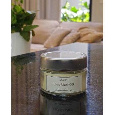 Imagem de Vela Aromática Artesanal Vivaê Chá Branco - Fragrância Intensa e Cera Vegetal - 90g