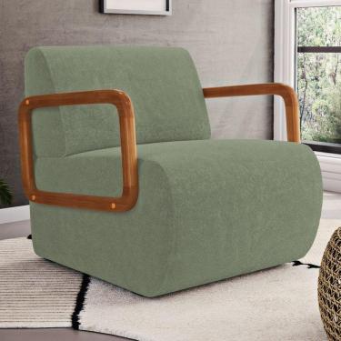 Imagem de Poltrona Decorativa Orgânica Living Kavya Bouclê Verde Oliva - Desk Design