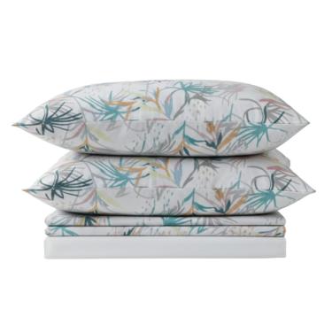 Imagem de Jogo de Lençol Bella Casal 4 Peças Percal 200 Fios Estampado Floral - Aquarela - 100% Poliéster